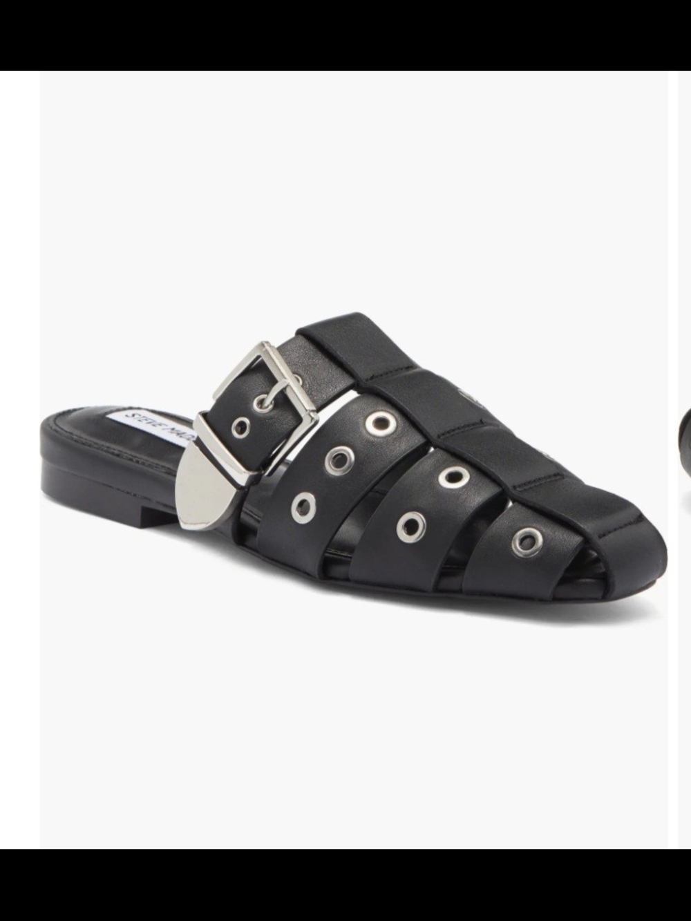 New Steve Madden Ladera Black Leather Upper Slide Mules Women's Size 7.5